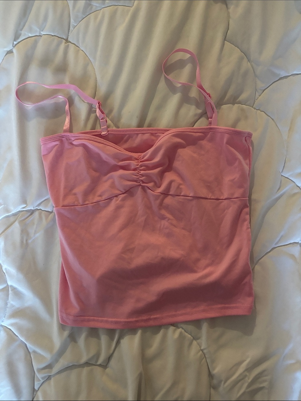 Pink Ruched Cami Tank Top